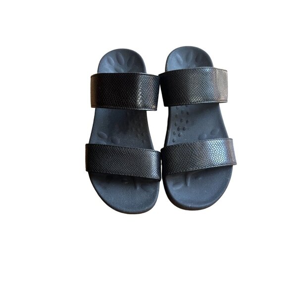 Megnia Womens Black Double Strap Slide Sandals Size 6 - Picture 1 of 4